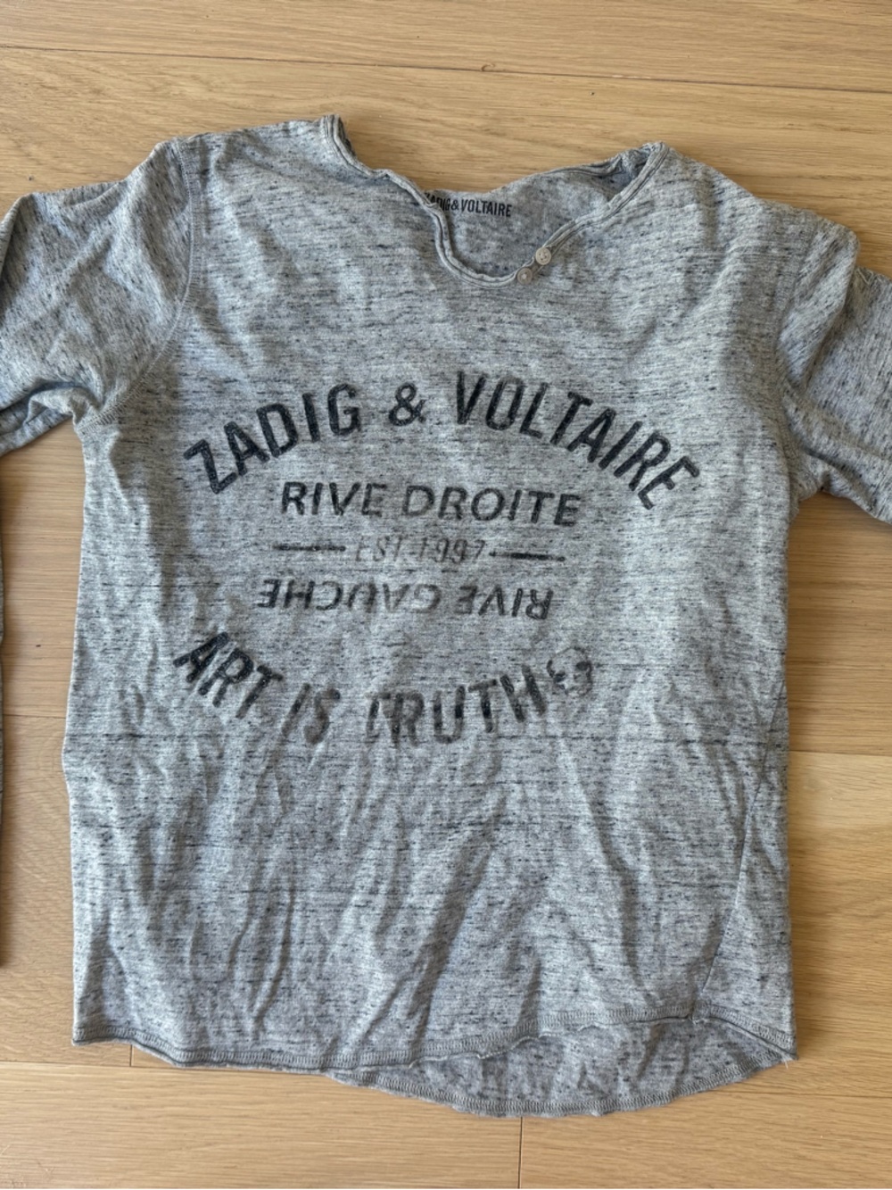 Zadig & Voltaire Heather Gray Logo Long Sleeve Top Girl 12-14 years or xxs